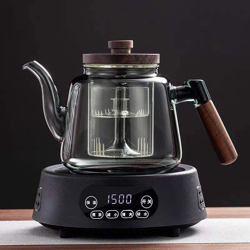 2024新款电陶炉煮茶器加厚耐高温玻璃蒸煮一体煮茶壶烧水茶具套装