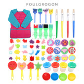 儿童绘画海绵eva印章61件套美术幼儿园绘画工具套装 海绵刷