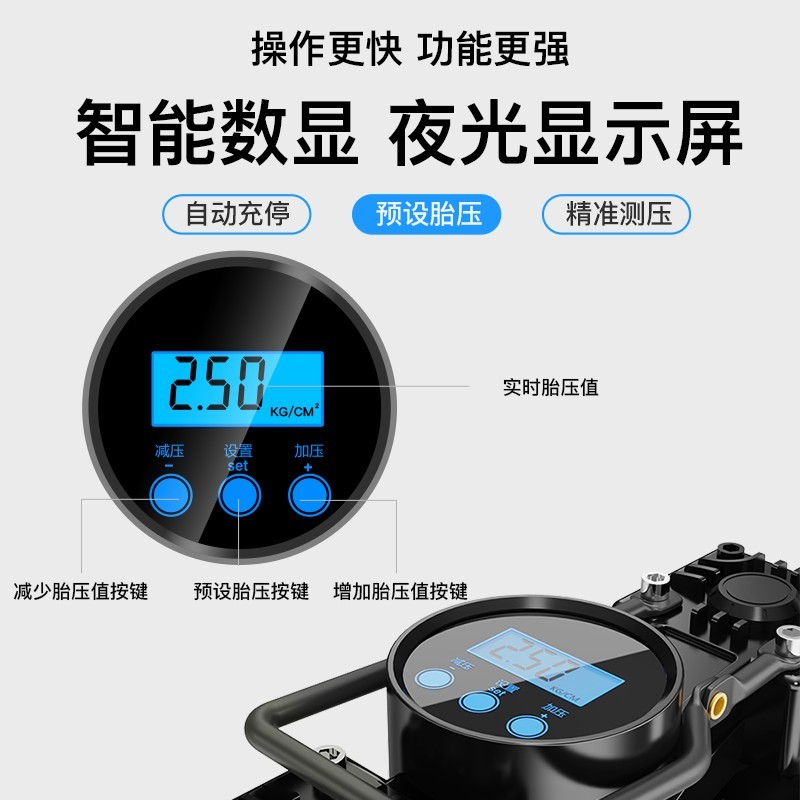车载充气泵汽车用便携式高压轮胎打气泵小轿车12V双缸电动大功率