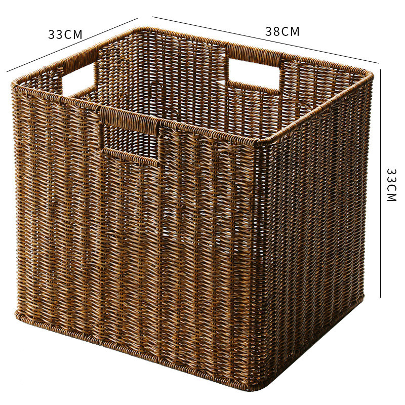 塑料藤编收纳筐卡莱克书架置物篮柜收纳箱大号储物盒北欧风