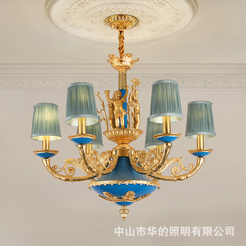 热销法式欧式高端复古宫廷灯美式全铜吊灯别墅家用灯具灯饰餐厅客