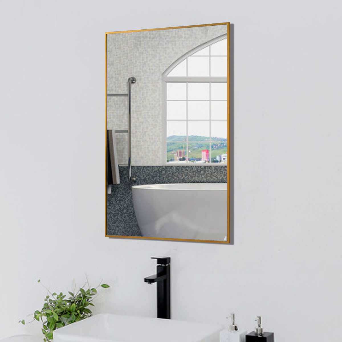 浴室镜浴室柜梳妆台卫生间壁挂网红镜子家用优质金属经典框装饰