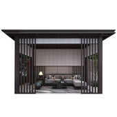 公园凉亭户外亭子庭院遮阳棚防腐仿木纹带防风帘农村休闲乐亭娱