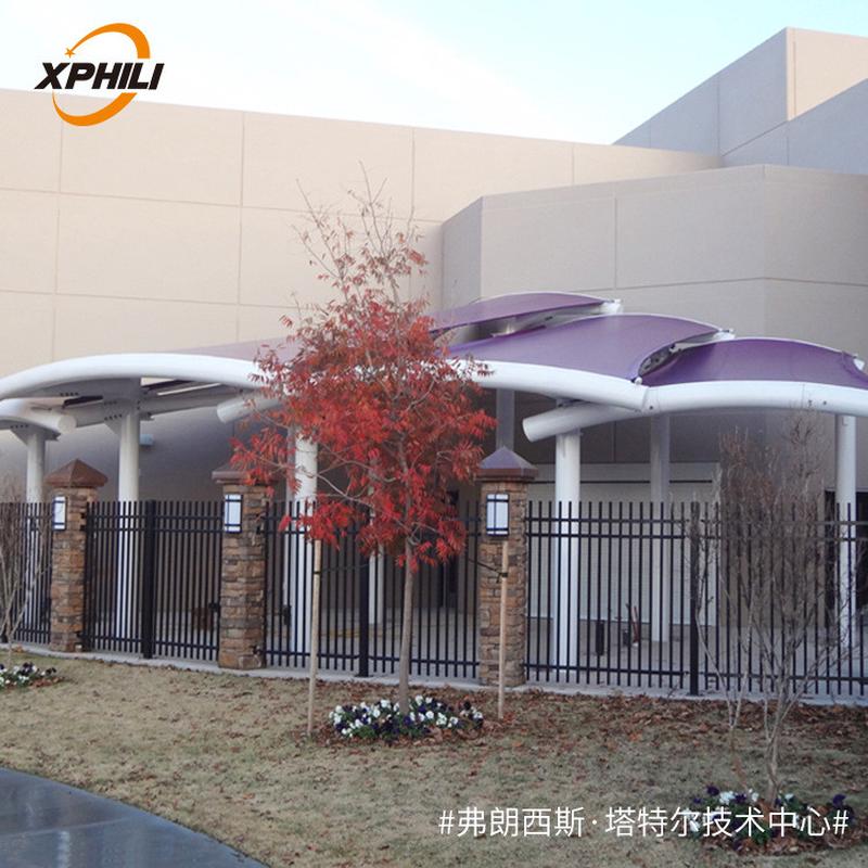 入口膜结构遮阳雨棚入门透光材料抗震抗风抗雪强度珠三角测量安装