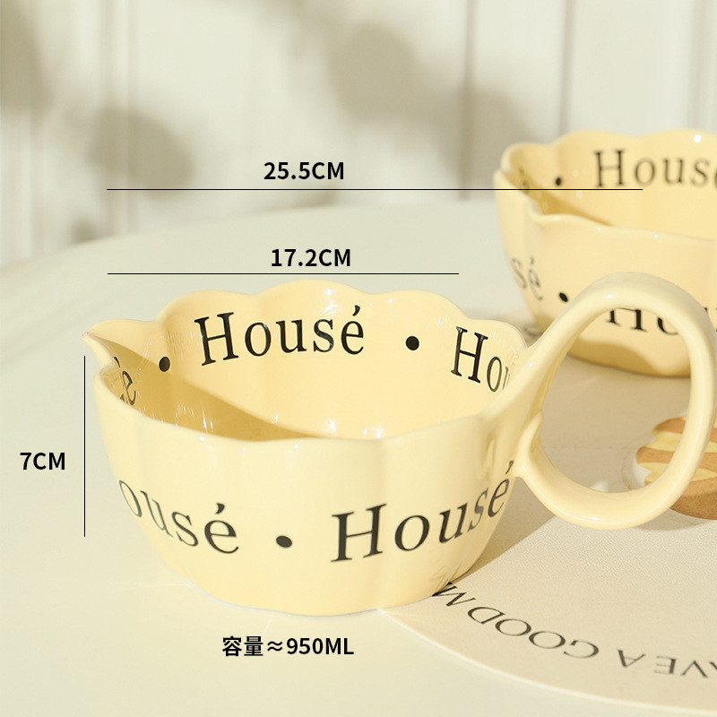 现货北欧ins风罗马法式英文创意高把手面碗高值颜欧式陶瓷泡面碗