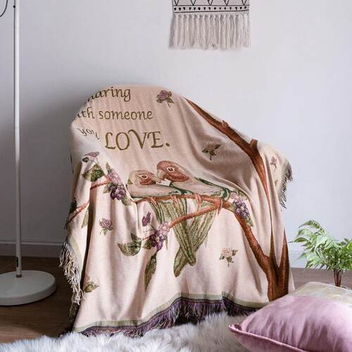 供应美式欧式沙发巾双面毯梭织毯子午睡办公室沙发流苏