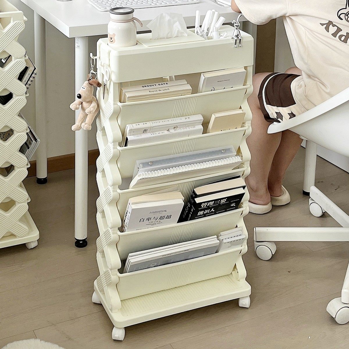 多功能书桌旁收纳置物架可移动带轮学生教室桌边卧室床头多层书架,收纳整理,书桌收纳置物架,淘宝优惠券,粉丝福利购,淘宝优惠卷