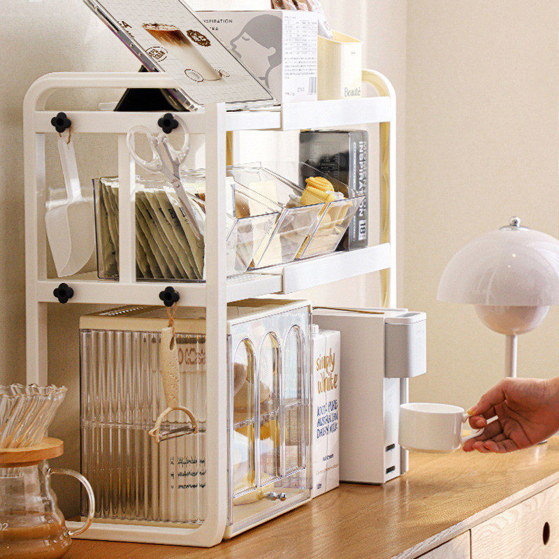 家用可伸缩厨房置物架微波炉烤箱咖啡机收纳架子双层台面桌面支架,厨房/烹饪用具,微波炉置物架,淘宝优惠券,粉丝福利购,淘宝优惠卷