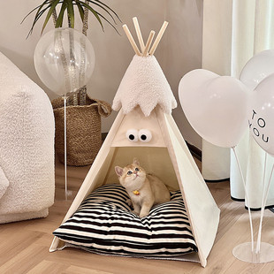 宠物秋冬保暖帐篷冬天猫窝猫床四季 新品 通用猫窝半封闭可拆洗ins