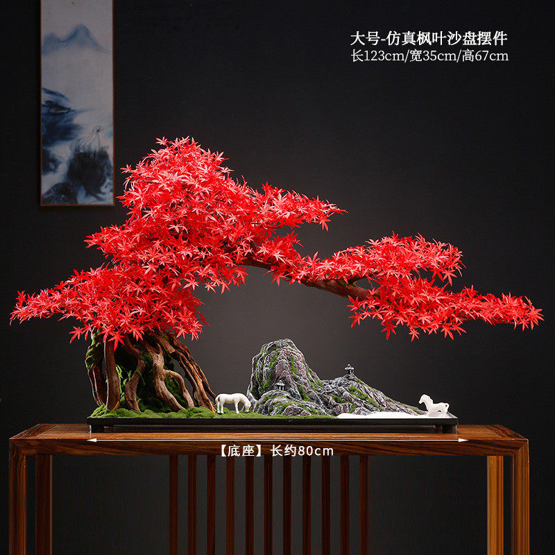 仿真迎客松盆景办公室摆件新中式绿植餐厅酒店装饰品开业礼品批发