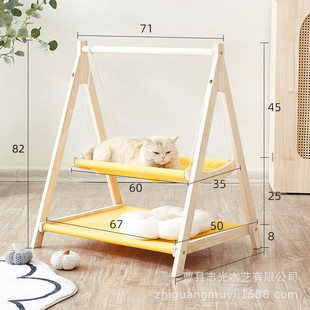 通用双层猫窝猫咪秋千挂式 木质猫咪吊床四季 可宠物清洗猫咪双层床