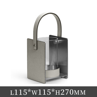 简约轻奢手提装 饰花瓶摆件玻璃花器样板房间销售中心家居花艺金属