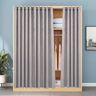 衣柜门遮挡拉帘卧室衣橱开放式衣帽间帘子防尘免打孔橱柜鞋柜布帘