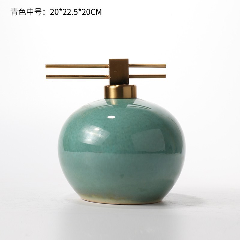 新中式创意陶瓷装饰品酒柜玄关书架客厅电视柜博古架软装家居摆件