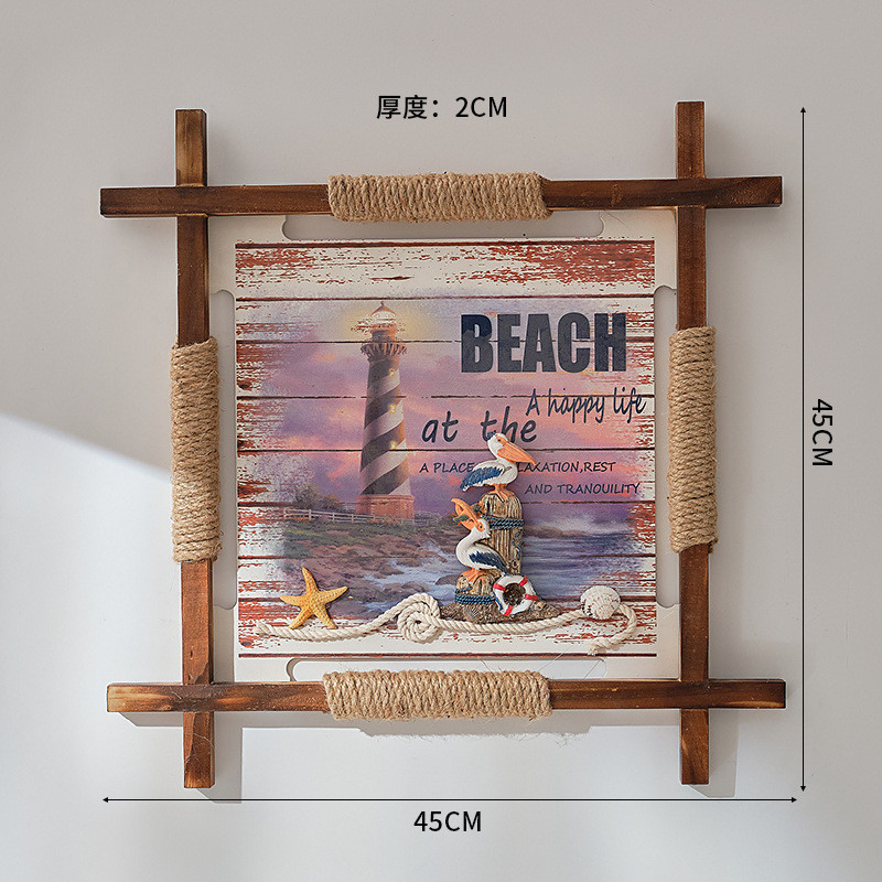 地中海实木框画立体浮雕画45厘米复古做旧背景画壁画家居饰品