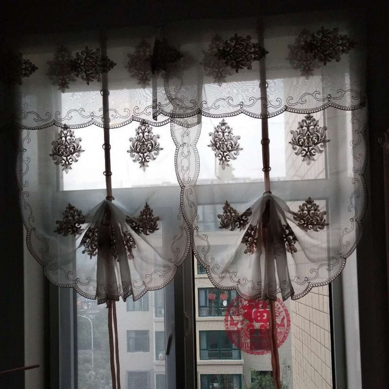 欧式客厅成品罗马帘升降提拉帘门帘扇形免打孔纱帘飘窗窗帘纱