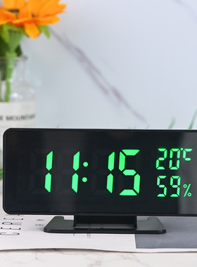 led镜面桌面闹钟日历温湿度台钟简约厂家数码钟电子批发
