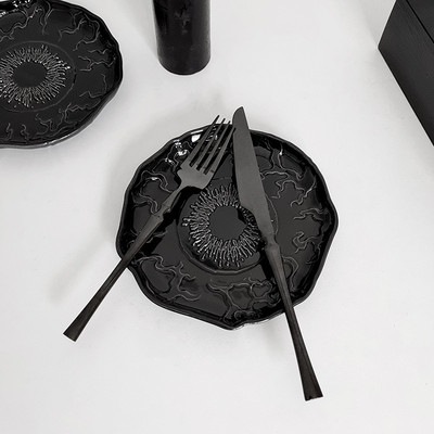 坏血统原创哥特眼珠陶瓷盘子摆件女巫暗黑骷髅亚文化酒吧小吃盘碟