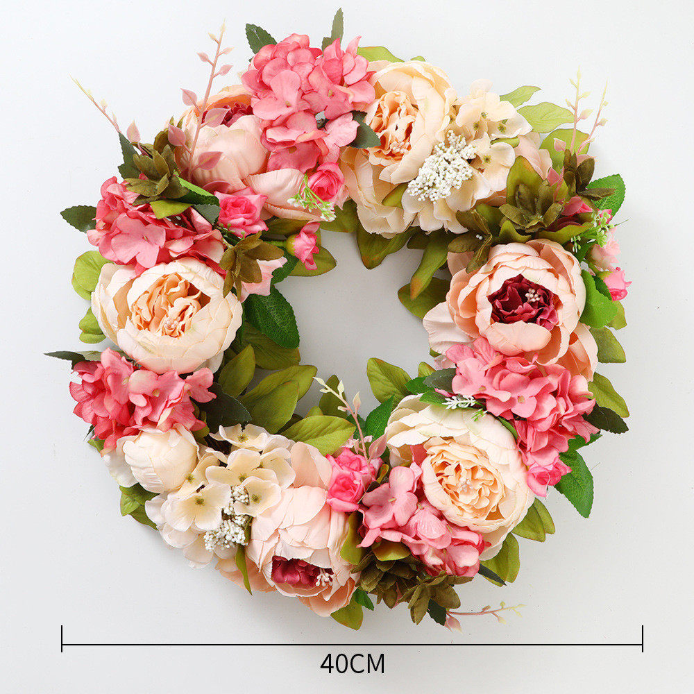 爆款热销绢布牡丹仿真花花环门饰门环装饰花绢花仿真壁饰挂饰