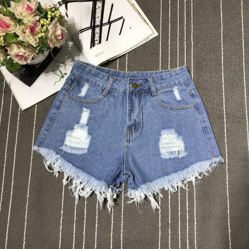 加大码牛仔短裤女夏胖mm200斤宽松显瘦阔腿高腰胖妹妹破洞a字热裤