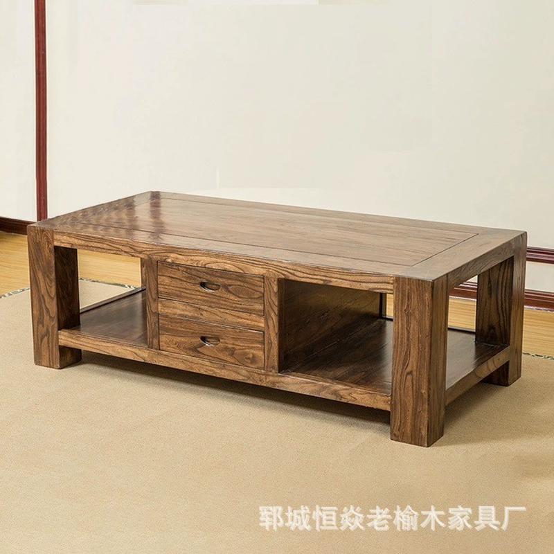热销家用小茶桌茶台简约老榆木茶台小型中式家具长板桌客厅矮桌榆