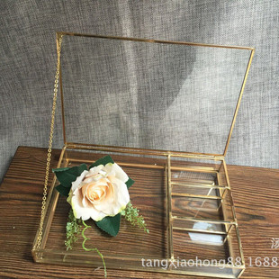 批发欧式首饰宝盒玻璃珠化妆多功能桌面收纳盒情侣礼品婚庆礼品