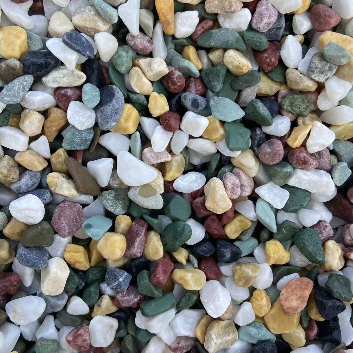 批发水洗透水园林造景鹅卵石石地坪胶粘石盆栽铺面五彩洗米石