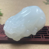 阿富汗玉手把件大号立体雕刻貔貅带男女皮把玩件直播货源