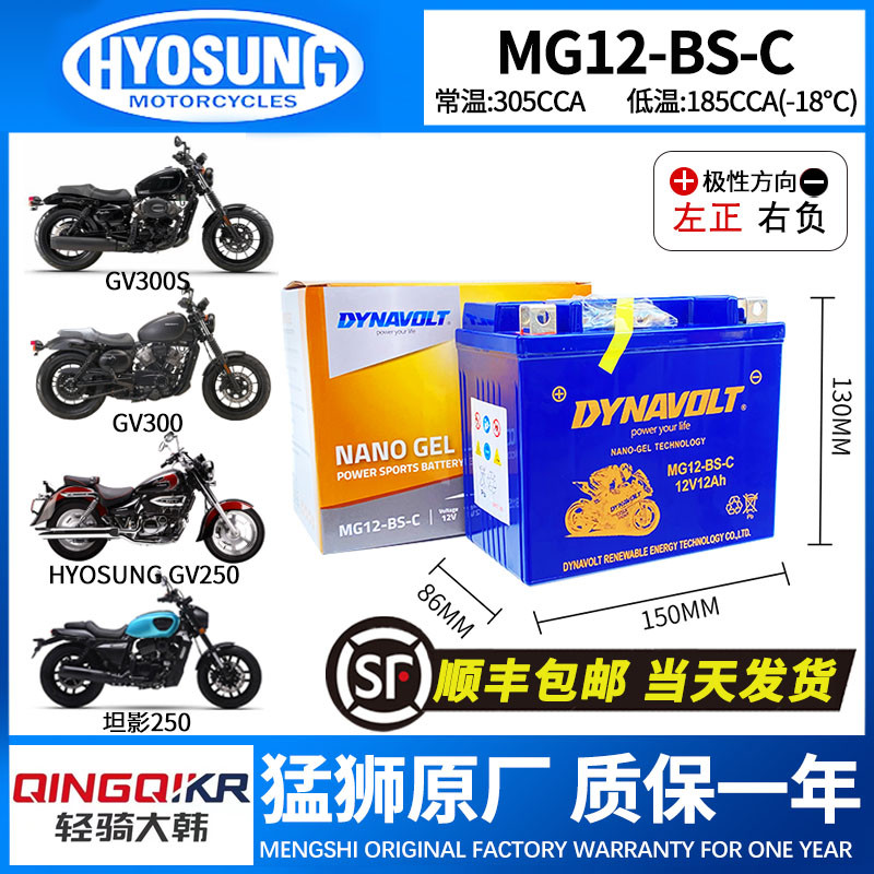 轻骑大韩骁胜晓星GV300 GV300S 250 350S GV650坦影250游侠电瓶