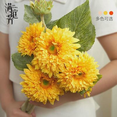 泰迪向日葵花束仿真花假花客厅装饰花艺餐桌面摆件塑料干花瓶插花