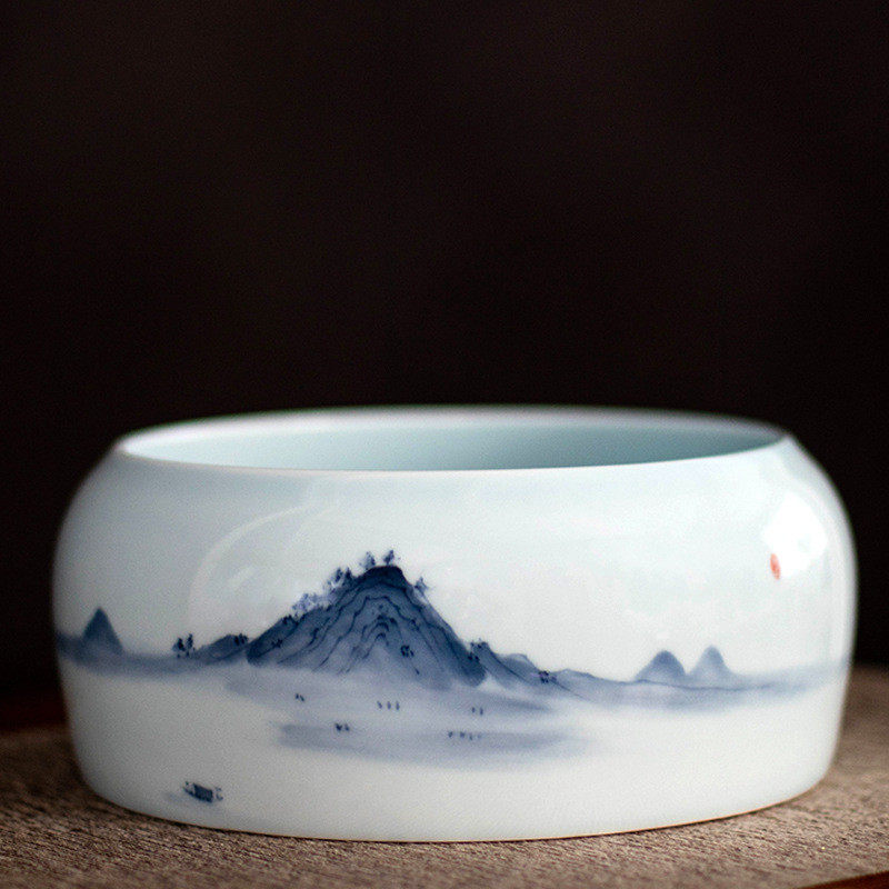 青瓷洗大号家用茶洗茶碗笔洗茶渣缸水洗杯洗水盂功夫茶具茶道零配