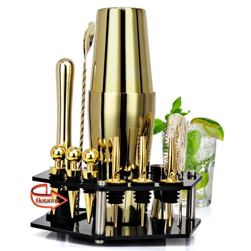 不锈钢调酒套装鸡尾酒调酒工具14件亚克力旋转器cg1135m