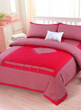 s83v床单四件套新中式家纺复古民族风老粗布加厚被套盘扣民宿