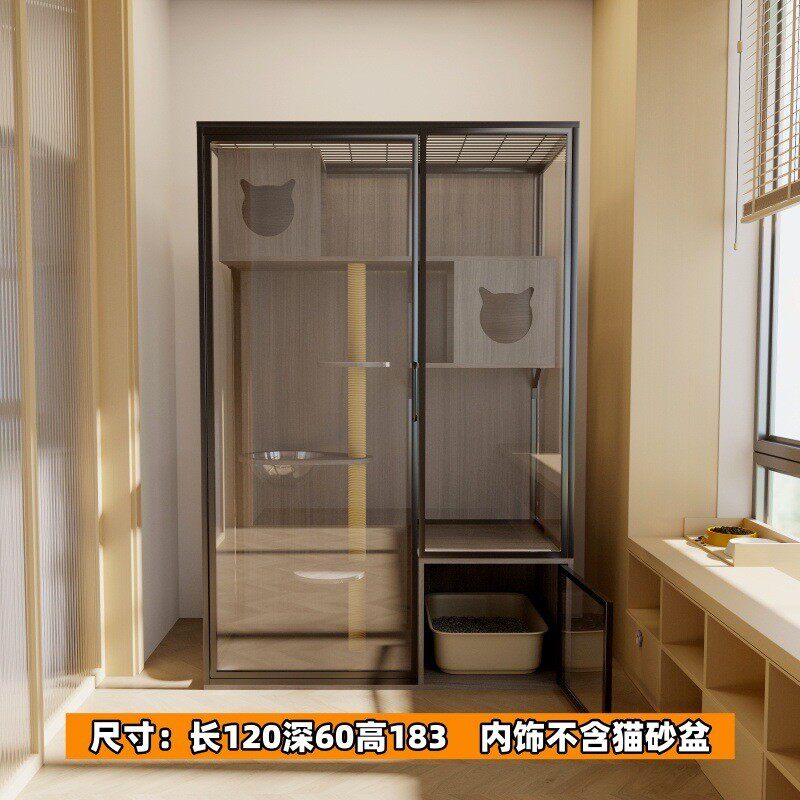 hp宠柜大型猫笼家用猫别墅超大空间猫咪玻璃猫屋豪华笼子展示柜现
