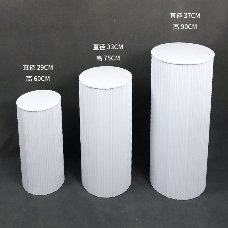 外贸褶皱甜品台婚礼派对圆柱路引厂家铁艺婚庆道具场地布置道具