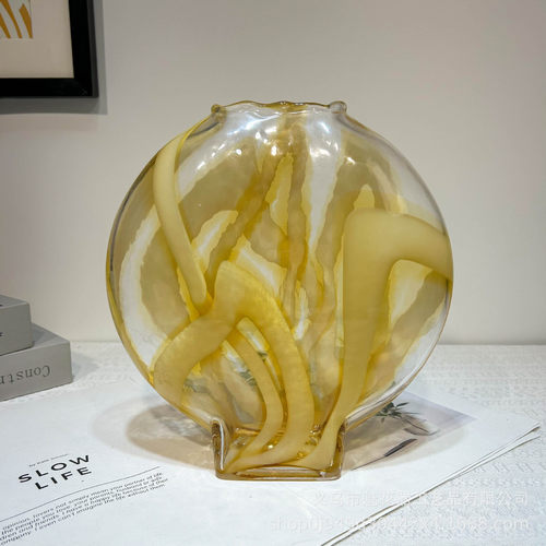 器中古风手工琉璃花瓶餐桌插花现代博古架创意摆件样板间高级装饰