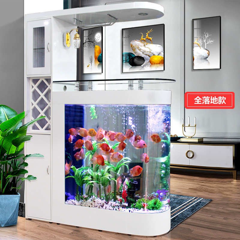 喜灏鱼缸客厅隔断玄关酒柜大型门厅水族箱玻璃家用屏风鞋柜