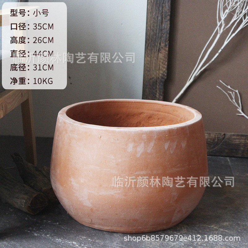 田园砖色红陶新工艺敞口花盆落地泥瓦组合花盆景观园艺深盆大码盆