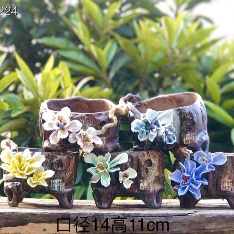 盆创意家居纯手工陶瓷工艺摆件花盆办公家居摆件多肉植物花盆