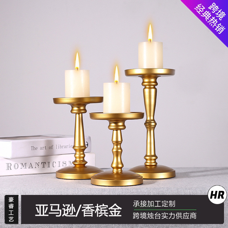 铁艺蜡烛台烛光晚餐烛台香薰蜡烛餐桌美式工艺品摆件