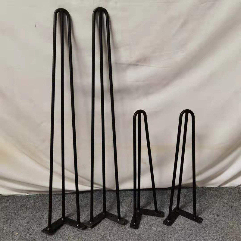 发夹腿铁线桌脚支架家具五金脚创沙发茶几脚三线黑色易u形桌脚