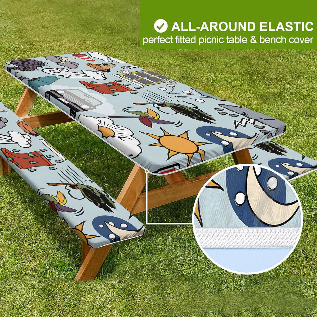 户外防风防尘瓢虫布套桌狗款野餐桌套连长椅套3件套弹性贴,居家布艺,桌布,淘宝优惠券,粉丝福利购,淘宝优惠卷