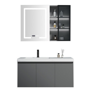 陶瓷一体岩板可丽耐盆智能浴室柜卫生间洗漱台镜柜化妆实木组合柜