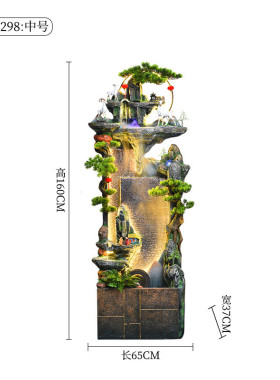 假山水幕墙落地乔迁招财客厅玄关装饰流水器生财屏风新居开业摆件