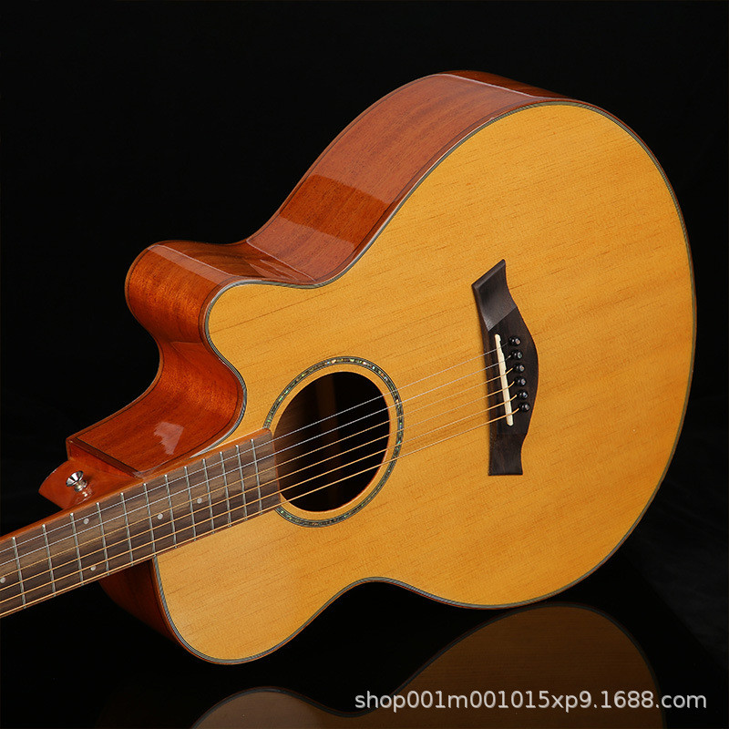 热销guitar单板吉他批发民谣吉他厂家实木40寸单板吉他入门41寸抛