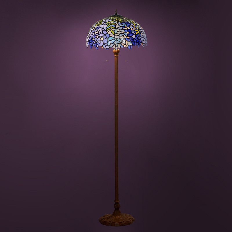 厂家直销16寸帝凡尼卧室灯欧式客厅灯落地灯蓝色紫藤装饰灯具