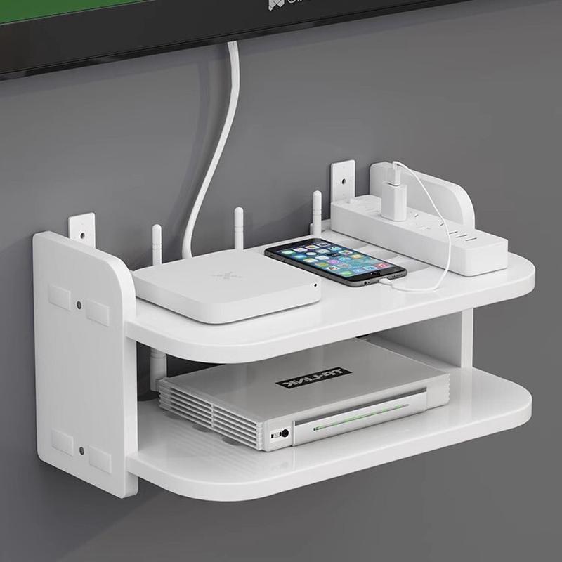 路由器置物架墙上客电视机顶盒卧室放wifi收纳盒架免打孔壁挂式