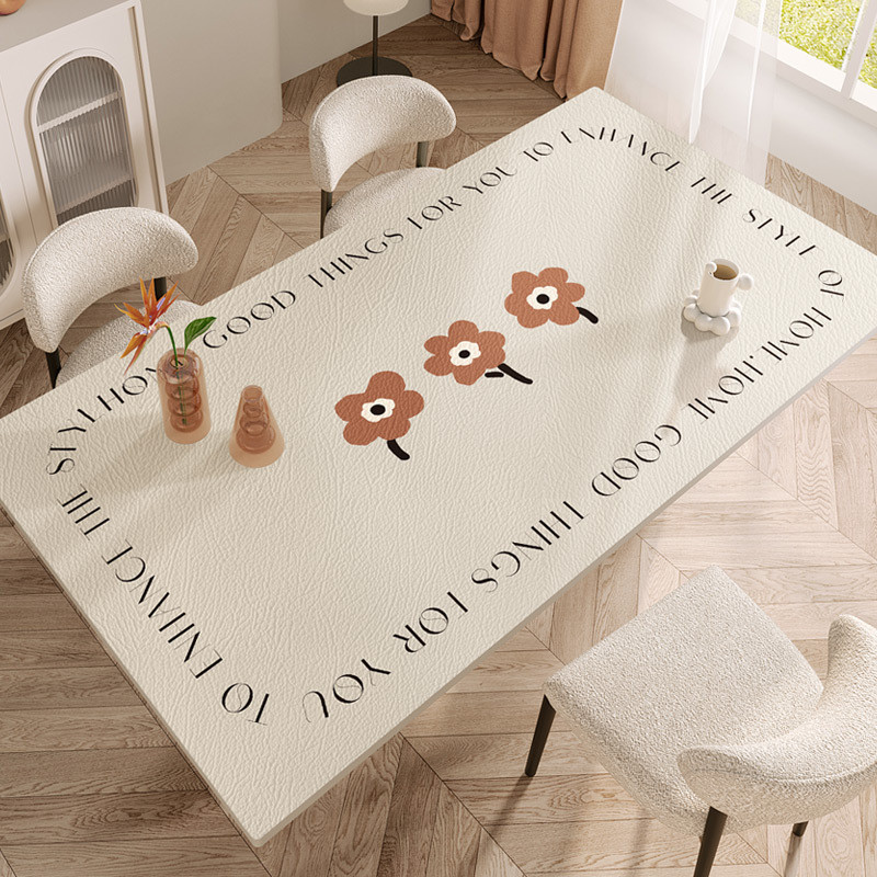 北欧皮革防水防油轻奢高级感餐桌垫桌布免洗防烫长方形茶几布台布