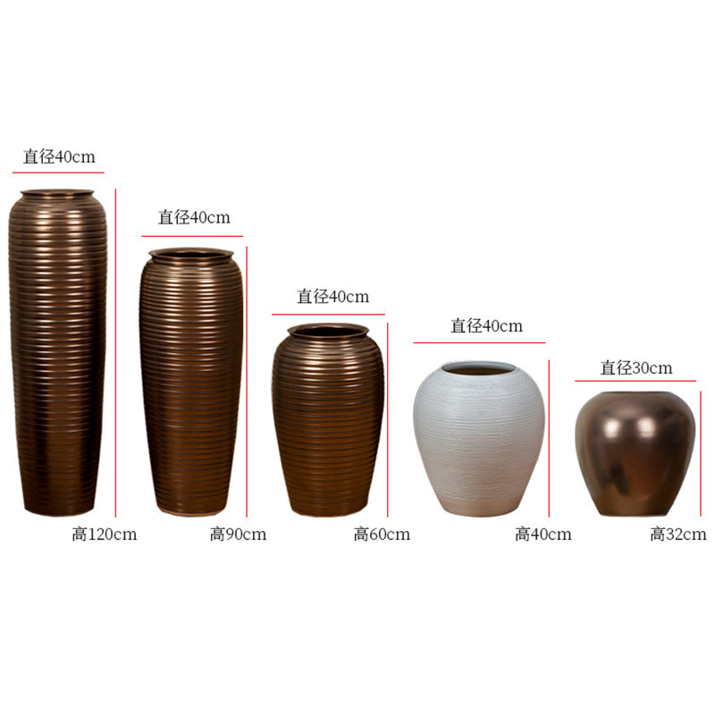 景德镇落地大花瓶新中式庭院原色棕色客厅咖啡色别墅酒店摆件