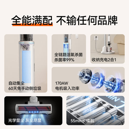 热销uwant友望【皓白】吸尘器自动集尘懒人无线大吸力家用吸尘机